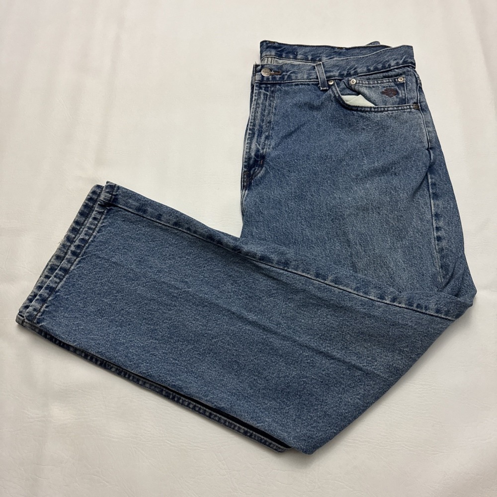 Harley Davidson Jeans Mens 42x30 (Fits 42x31) Boot Cut Wash Biker‎ Y2K Grunge